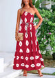 One Shoulder Spaghetti Strap Printed A Line Flowy Boho Maxi Long Sundress