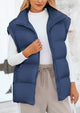Casual Stand Collar Lightweight Sleeveless Zip Up Padded Coats