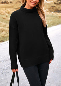 Long Sleeve Oversized Chunky Knitted Casual Turtleneck Sweaters
