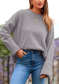 PRETTYGARDEN Women's Fall Oversized Sweaters Casual Crewneck Pullover Long Sleeve Fuzzy Chunky Knit Tops Blouse