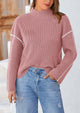 Chunky Knit  Casual Long Sleeve Mock Neck Oversized Loose Sweaters