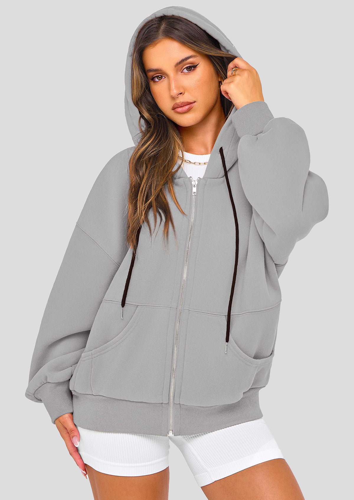 Zip Up Long Sleeve Loose Fit Y2K Casual Hoodies Cardigan