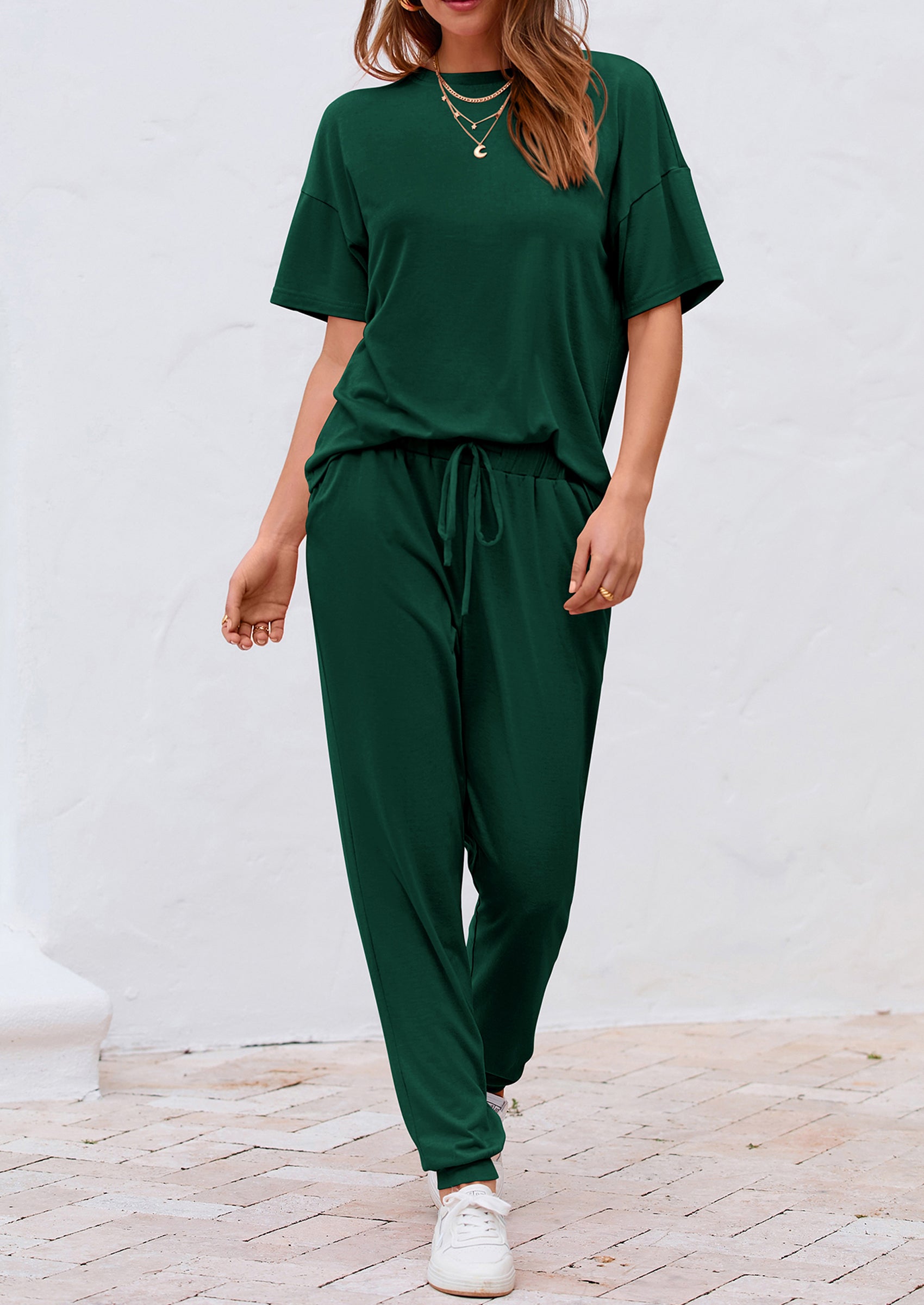 PRETTYGARDEN Two Piece Lounge Sets Jogger Pants Vacation Outfits Travel Airplane Matching Clothes