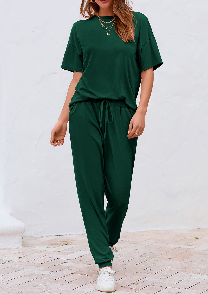 PRETTYGARDEN Two Piece Lounge Sets Jogger Pants Vacation Outfits Travel Airplane Matching Clothes