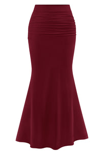 Mermaid Bodycon Trendy Casual High Waisted Ruffle Ruched Long Mesh Skirts