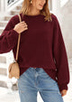 Casual Crew Neck Long Sleeve Pullover Ribbed Knit Loose Fit Sweaters
