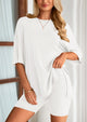 Casual Short Sleeved Round Neck Top Paired With Shorts Two-Piece Set