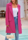 PRETTYGARDEN Women's Spring Fall Long Blazer Jackets Long Sleeve Lapel Pockets Loose Fit Work Casual Blazers Outerwear