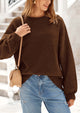 Casual Crew Neck Long Sleeve Pullover Ribbed Knit Loose Fit Sweaters