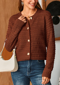 Knit Cardigan Long Sleeve Open Front Button Down Jacket
