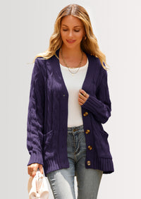 PRETTYGARDEN Women's Open Front Cardigan Sweaters Fall Fashion Button Down Cable Knit Chunky Winter Outerwear Coats