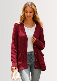 PRETTYGARDEN Women's Open Front Cardigan Sweaters Fall Fashion Button Down Cable Knit Chunky Winter Outerwear Coats