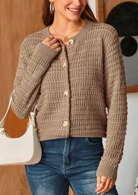Knit Cardigan Long Sleeve Open Front Button Down Jacket