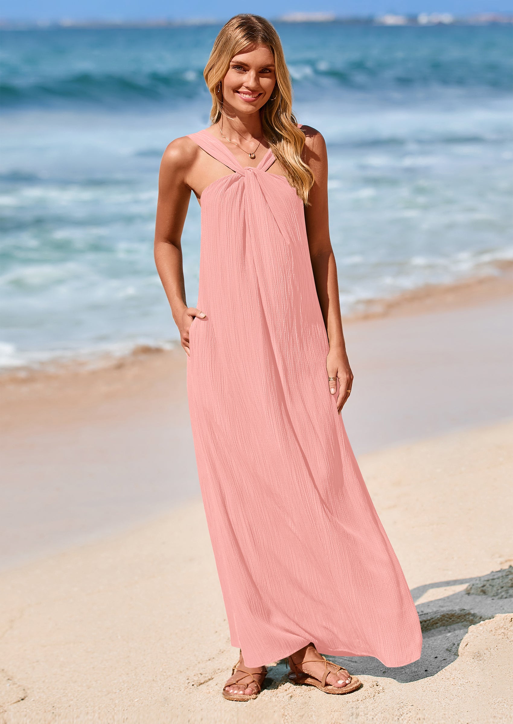 PRETTYGARDEN Womens Casual Long Summer Dresses Sleeveless Strappy Loos