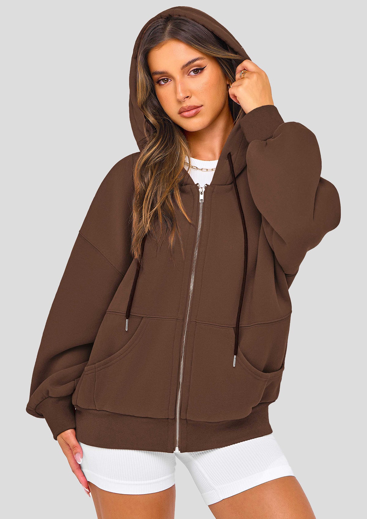 Zip Up Long Sleeve Loose Fit Y2K Casual Hoodies Cardigan