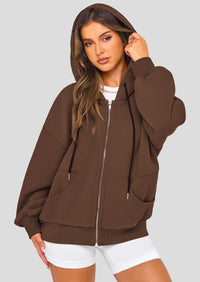 Zip Up Long Sleeve Loose Fit Y2K Casual Hoodies Cardigan
