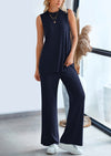 PRETTYGARDEN 2 Piece Set Loose Tank Top Wide Leg Pants Casual Matching Outfits Tracksuit