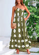 One Shoulder Spaghetti Strap Printed A Line Flowy Boho Maxi Long Sundress