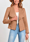 PRETTYGARDEN Women's Faux Suede Jackets Fashion Fall Clothes Long Sleeve Open Front Cropped Coat Outwear