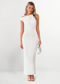 PRETTYGARDEN One Shoulder Bodycon Mesh Wedding Guest Cocktail Maxi Dresses