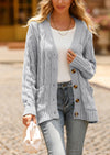 Knitted Solid Color Button Down Chunky Outwear Cardigan
