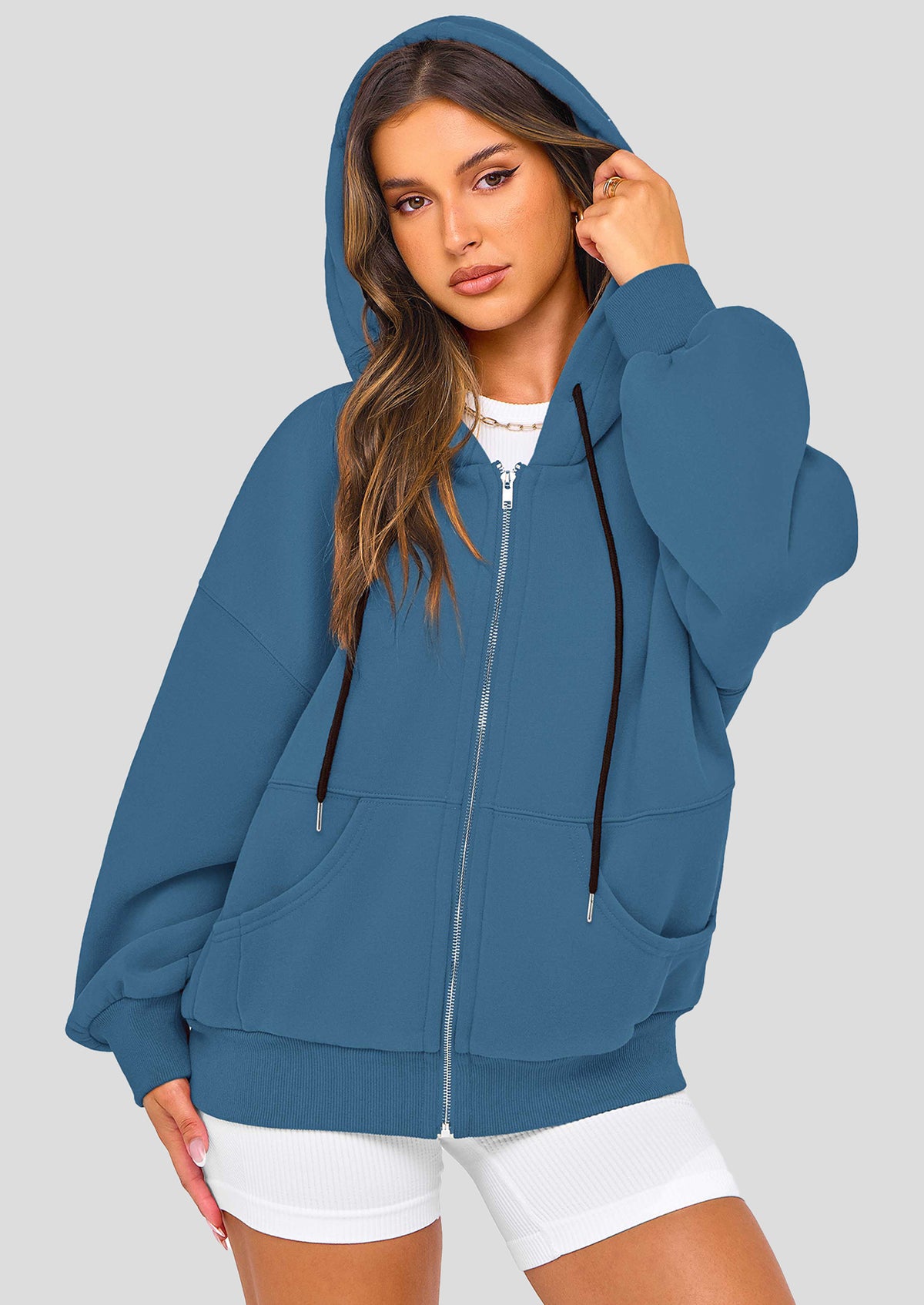 Zip Up Long Sleeve Loose Fit Y2K Casual Hoodies Cardigan