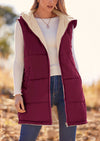 PRETTYGARDEN Womens Fall Reversible Vests Sleeveless Fleece Jacket Zip Up Hoodie Pockets Long Warm Winter Coat Outerwear