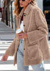 PRETTYGARDEN Women's Winter Faux Fur Coats Long Sleeve Lapel Button Down Pockets Fleece Sherpa Jacket Casual Trendy Outerwear
