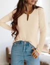 PRETTYGARDEN Long Sleeve Shirts for Women Fall V Neck Waffle Basic Tee Dressy Casual Winter Blouses Knit Tunic Tops