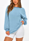 PRETTYGARDEN Women's Long Sleeve Tee Shirts Spring Fall Trendy Clothes Casual Loose Crewneck Ribbed Blouse Tunic Tops