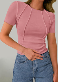 Short Sleeved Casual Round Neck Slim Fit T-Shirt