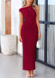 Sleeveless One Shoulder Bodycon Ruched Slit Mesh Maxi Dresses