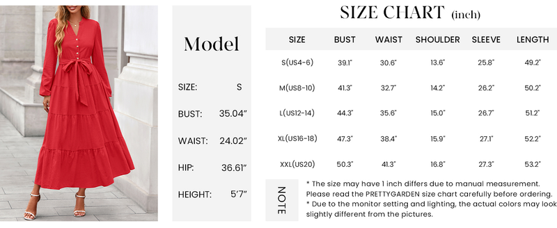 PRETTYGARDEN Fall Dresses for Women Long Sleeve V Neck Belted Ruffle A Line Flowy Boho Maxi Wedding Guest Dress Pockets