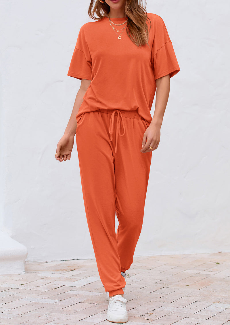 PRETTYGARDEN Two Piece Lounge Sets Jogger Pants Vacation Outfits Travel Airplane Matching Clothes