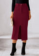 Casual Work High Waisted Long Slit Corduroy Midi Pencil Skirts
