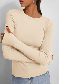 Casual Long Sleeved Round Neck Y2k Top