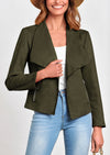 PRETTYGARDEN Women's Faux Suede Jackets Fashion Fall Clothes Long Sleeve Open Front Cropped Coat Outwear