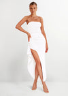 PRETTYGARDEN Women's Off Shoulder Bodycon Dresses Ruched Asymmetrical High Split Elegant Cocktail Party Dress