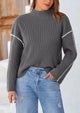 Chunky Knit  Casual Long Sleeve Mock Neck Oversized Loose Sweaters