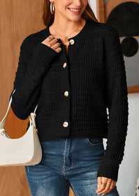 Knit Cardigan Long Sleeve Open Front Button Down Jacket