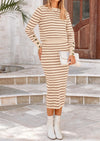PRETTYGARDEN 2 Piece Skirts Sets For Women Fall Fashion Striped Sweater Dress Knit Lounge Travel Outfits Winter Clothing