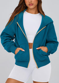 Y2K Zip Up Hoodie Long Sleeve Loose Fit Pockets Casual Sweatshirt