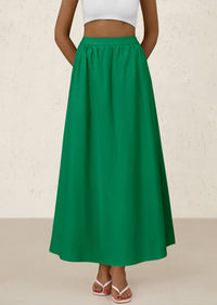 Ruffle High Waisted Casual Long Flowy Maxi Skirts with Pockets
