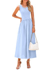PRETTYGARDEN Women's Maxi Sundress Casual Summer Sleeveless Asymmetrical Drop Waist Patchwork Long Flowy Tank Dresses
