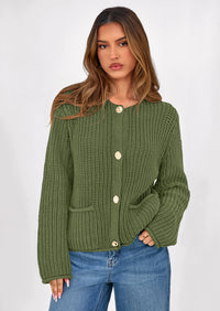 PRETTYGARDEN Cardigan Sweaters for Women Trendy Oversized Knit Chunky Button Cardigans Fall Winter Outfits with Pockets