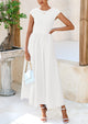 Casual Cap Sleeve Patchwork A Line Flowy Elegant Homecoming Maxi Dress