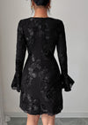 PRETTYGARDEN Women's Floral Embroidered Dress Fall Long Bell Sleeve Ribbon Flower Mini Short Mesh Bodycon Party Dresses