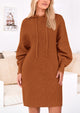Knit Pullover Long Sleeve Hoodie Sweater Dress