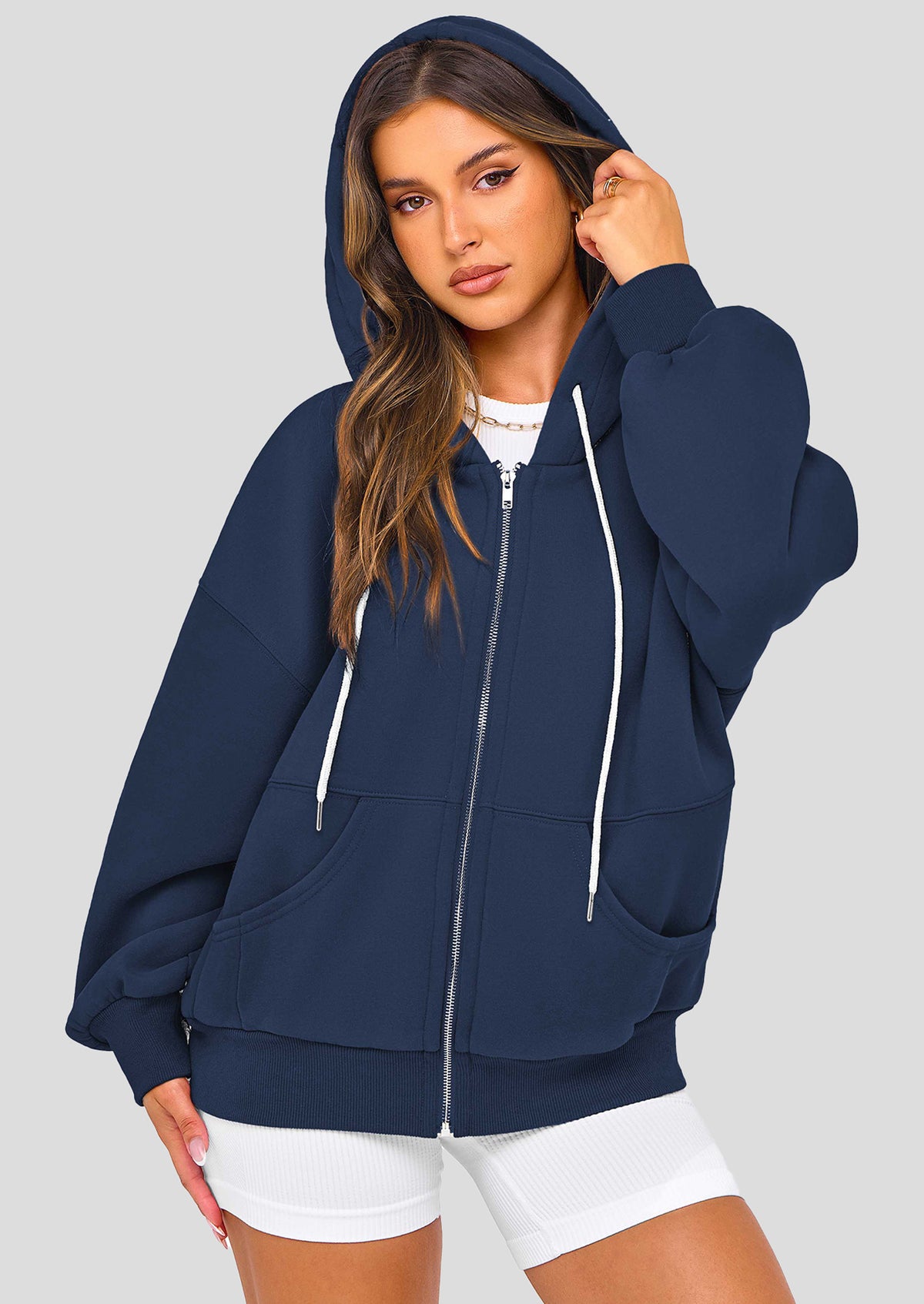 Zip Up Long Sleeve Loose Fit Y2K Casual Hoodies Cardigan