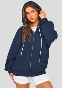 Zip Up Long Sleeve Loose Fit Y2K Casual Hoodies Cardigan